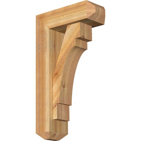 Ekena Millwork Merced Craftsman Rough Sawn Bracket w/ Offset Brace, Western Red Cedar, 6"W x 16"D x 28"H BKT0604X16X28MRC04RWR